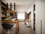Studio design with an area of ​​15 square meters
